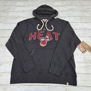 47 Brand Miami Heat Mens Slugger Hood Charcoal Gray Hoodie NWT Large
